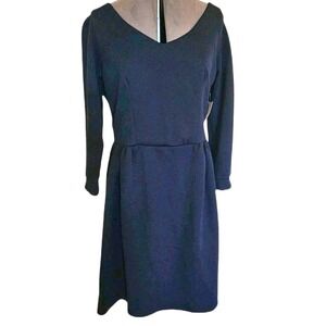 Quilted dress  Fit & Flare size X‎ Large long sleeve navy blue Melissa Masse